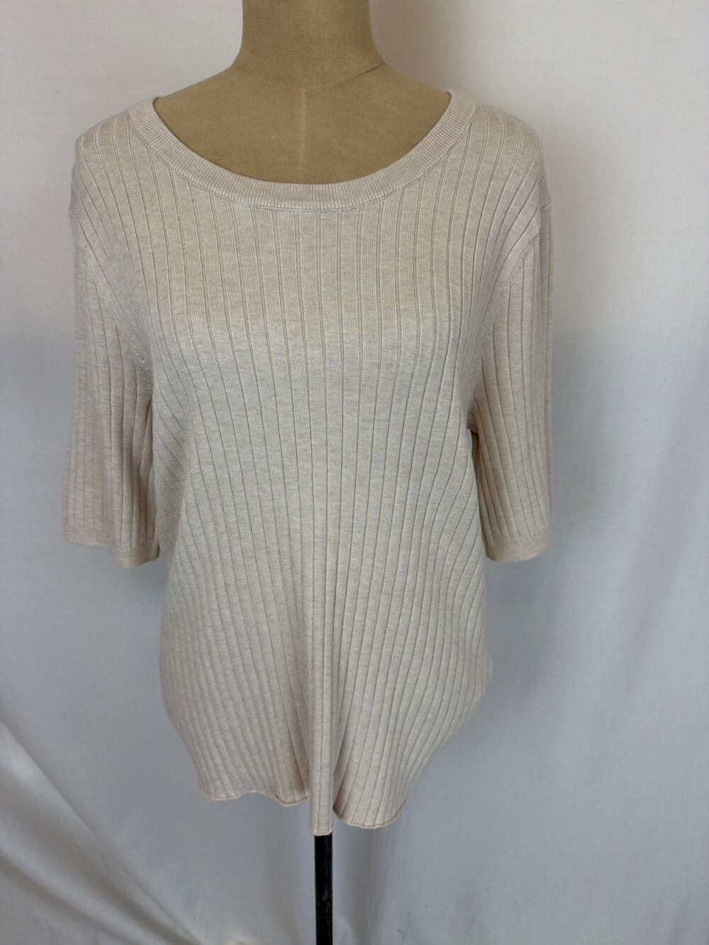 NWT Soya Concept Ribbed Sweater Knit Oatmeal Top XXLarge #0516